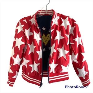 Wonder Woman Kids Girls Bomber Jacket Size 6 Stars